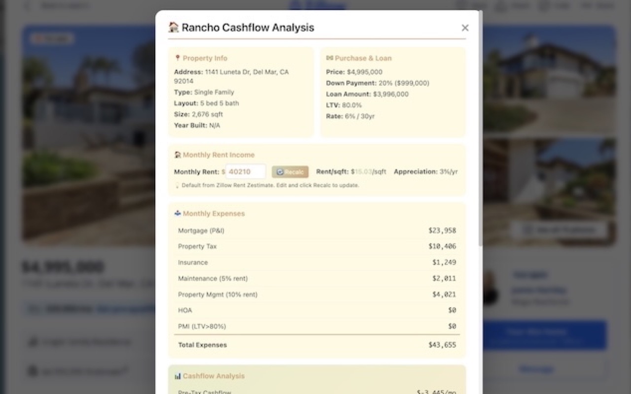 Rancho Cashflow Analysis Screenshot